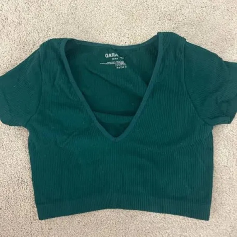Garage Deep Green V-Neck Crop Top